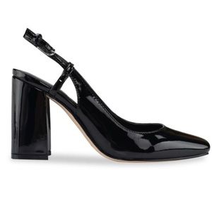 Marc Fisher Heel Pumps Black Patent Leather Valana Block - SZ 9